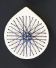 4 Blue Stitched Geometric Ceramics | Wall Sculpture in Wall Hangings by Elizabeth Prince Ceramics. Item composed of ceramic compatible with mid century modern and contemporary style