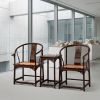 Prince Kung's Longevity Horseshoe Armchair Trio with Rattan | Chairs by Dynasty Artisan. Item composed of wood compatible with contemporary and eclectic & maximalism style