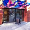 The Nail Hall Colored Vinyl Awning | Glasswork in Wall Treatments by Nicole Mueller | The Nail Hall in San Francisco. Item made of synthetic