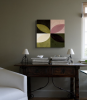 Composition 107 (16" x 16"") | Oil And Acrylic Painting in Paintings by Hailey Young. Item made of wood works with minimalism & mid century modern style