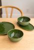 Handmade Porcelain Dinner Plates With Gold Rim. Green | Dinnerware by Creating Comfort Lab. Item made of ceramic