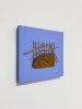 Mixed Media Weaving | Blue and Brown | Tapestry in Wall Hangings by Sarah Lawrence. Item composed of canvas and fiber in minimalism or mid century modern style