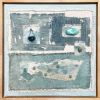Manifest; Mixed Media Textile Art Painting With Aquamarine | Paintings by Michele Spurza. Item composed of maple wood and canvas in boho or eclectic & maximalism style