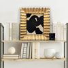 Bold Black and White Collage in Vintage Gold "Ripple" Frame | Paintings by Suzanne Nicoll Studio. Item made of wood & paper compatible with boho and mid century modern style