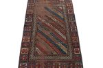 Antique Kazak Runner Rug with Red & Blue Geometric Patterns | Area Rug in Rugs by Rug and Kilim