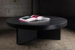 Ebonized Round Oak Coffee Table | Tables by Aeterna Furniture. Item made of oak wood