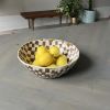 Earthy Brown Stoneware Serving Bowl | Round Checkered Bowl | Serveware by Casa Studio. Item composed of stoneware in boho or minimalism style