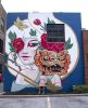 Japanese Kabuki Girl Mural: Exterior Cinder Block | Street Murals by JUURI. Item composed of synthetic