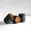 Tea Light Holder in Carbon Black Concrete with Sunrise Gold | Candle Holder in Decorative Objects by Carolyn Powers Designs. Item composed of concrete and glass in minimalism or contemporary style