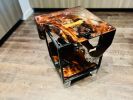 Sculptural Redwood Burl Side Table with Acrylic Feet | Tables by DapperwoodSF. Item made of wood works with mid century modern & contemporary style