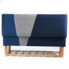 Seagram upholstered storage bench with oak shoe shelf | Ottoman in Benches & Ottomans by Sadie Dorchester. Item composed of oak wood and fabric