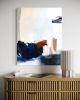 Modern Abstract in Deep Blue and Earth Tones for Living room | Oil And Acrylic Painting in Paintings by Arohika Verma. Item composed of canvas in mid century modern or contemporary style