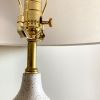 Threaded Table Lamp | Lamps by Megan Sauve Ceramics. Item composed of linen & brass compatible with boho and mid century modern style