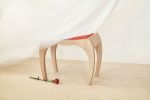 RUMBO - Upholstered Wooden Stool | Chairs by VANDENHEEDE FURNITURE-ART-DESIGN. Item composed of walnut and leather in mid century modern or contemporary style