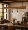 Linear 4 light chandelier in Brazillian Hickory | Chandeliers by Lakehouse Lighting