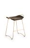 ¨Hug¨Kitchen Counter Stool Brass Steel & Tan Leather | Chairs by Jover + Valls. Item composed of steel and leather