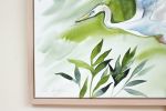 Egret in Flight : Original Watercolor Painting on Canvas | Paintings by Elizabeth Becker. Item made of canvas works with minimalism & contemporary style
