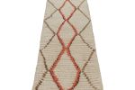 Vintage Azilal Moroccan runner in Beige with Red-Brown | Area Rug in Rugs by Rug and Kilim