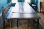 Industrial rustic oak table | Dining Table in Tables by Abodeacious. Item composed of wood and metal