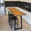 Elm Single Slab Live-Edge Breakfast Bar | Dining Table in Tables by Handmade in Brighton. Item composed of wood & metal