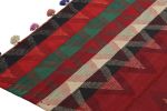 Vintage Persian Kilim in Red with Plaid Multicolor Stripes | Area Rug in Rugs by Rug and Kilim