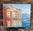"Portofino. Italian Riviera" original palette knife oil | Oil And Acrylic Painting in Paintings by OXYPOINT. Item composed of wood and canvas in contemporary or mediterranean style