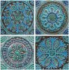 Set of 9 large turquoise tiles Outdoor wall art installation | Tiles by GVEGA. Item made of ceramic