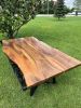 Black Walnut Epoxy Dining Table - Live Edge Wood Slabs | Tables by Tinella Collection. Item composed of walnut & metal compatible with contemporary and country & farmhouse style