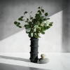 Striped Cylinder Vase in Textured Carbon Black Concrete | Vases & Vessels by Carolyn Powers Designs. Item composed of concrete and glass in minimalism or contemporary style