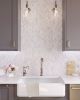 Skinny Chevron Calacatta Gold Mosaic Tile | Tiles by Tile Club. Item composed of marble