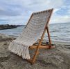 Boho Handmade Macrame Deckchair Beach Lounger Wood Camping | Folding Chair in Chairs by Dimitar Kostadinov | Aparthotel Crotiria in Burgas