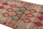 Vintage Gabbeh Persian Tribal Rug, Beige-Gray with DIamond | Area Rug in Rugs by Rug and Kilim