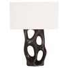 Amorph Loop Table Lamp, Ebony Stained, Ivory Silk Shade | Lamps by Amorph. Item composed of wood and fabric