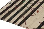 Vintage Persian Kilim in Beige with Black Stripes, Panel | Area Rug in Rugs by Rug and Kilim