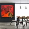 Red Spill | Oil And Acrylic Painting in Paintings by Catherine Détraves. Item composed of canvas in contemporary or eclectic & maximalism style