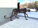 Stalking Cheetah | Public Sculptures by Wendy Klemperer Art Inc | The Market at Pound Ridge Square in Pound Ridge. Item composed of steel