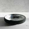 The Brush Series #004: Low Bowl in Silver and Black | Decorative Bowl in Decorative Objects by Carolyn Powers Designs. Item composed of concrete and glass in minimalism or contemporary style