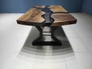 Oval Walnut Smoke Epoxy Resin Coffee Table, Epoxy Dining | Dining Table in Tables by LuxuryEpoxyFurniture. Item made of wood & synthetic