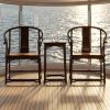 Prince Kung's Longevity Horseshoe Armchair Trio with Rattan | Chairs by Dynasty Artisan. Item composed of wood compatible with contemporary and eclectic & maximalism style
