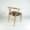 Danish Scandinavian Wishbone-Style Chair | Dining Chair in Chairs by Kleinhaus Furniture. Item composed of wood and fabric in minimalism or mid century modern style