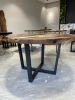Round Walnut Table - Round Epoxy Dining Table | Tables by Tinella Collection. Item composed of wood & metal compatible with contemporary and country & farmhouse style