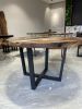 Round Walnut Table - Round Epoxy Dining Table | Tables by Tinella Wood. Item composed of wood & metal compatible with contemporary and country & farmhouse style