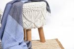 Artisanal Craft Macrame Wood Stool_Mango wood chair | Chairs by Humanity Centred Designs. Item made of wood with cotton works with boho & minimalism style