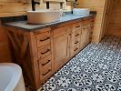 Model #1074 - Custom Double Sink Vanity | Countertop in Furniture by Limitless Woodworking. Item composed of maple wood in mid century modern or contemporary style