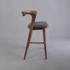 Arco Curved-Back Wooden Bar Stool | Chairs by Kleinhaus Furniture. Item composed of wood and fabric in mid century modern or contemporary style