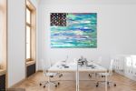 California Ocean Flag | Oil And Acrylic Painting in Paintings by Dutch Montana Art | 1111 Bayside Dr in Newport Beach. Item composed of canvas and synthetic