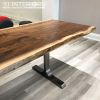 Live Edge Black Walnut T Table | Communal Table in Tables by YJ Interiors | Toronto in Toronto. Item composed of walnut and steel in mid century modern or eclectic & maximalism style