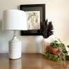 Threaded Table Lamp | Lamps by Megan Sauve Ceramics. Item composed of linen & brass compatible with boho and mid century modern style