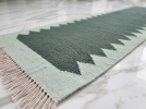 Handwoven Wool Green Stair Runner | Runner Rug in Rugs by Evergreen Carpets. Item composed of wool compatible with boho and minimalism style