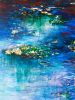 Water lily paradise | Oil And Acrylic Painting in Paintings by Elena Parau. Item made of canvas & synthetic compatible with contemporary and country & farmhouse style